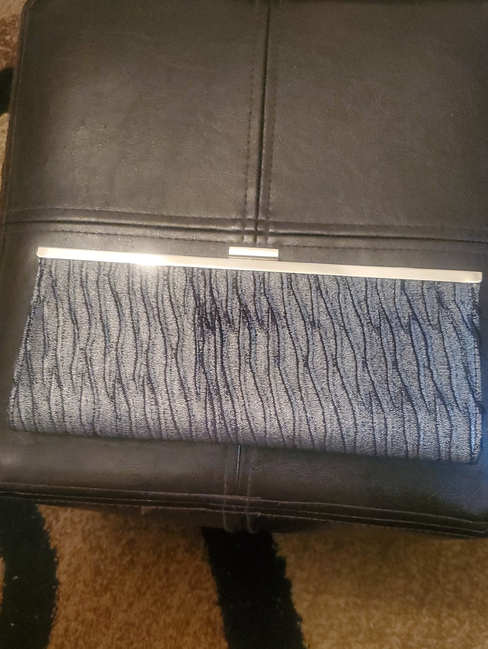 Metallic Silver Textured Clutch Handbag